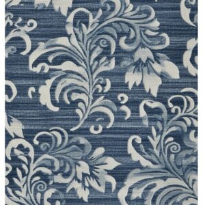 HOME Hand Tufted Floral Area Rug – Blue & Ivory Wool Carpet | Contemporary Living Room Rug