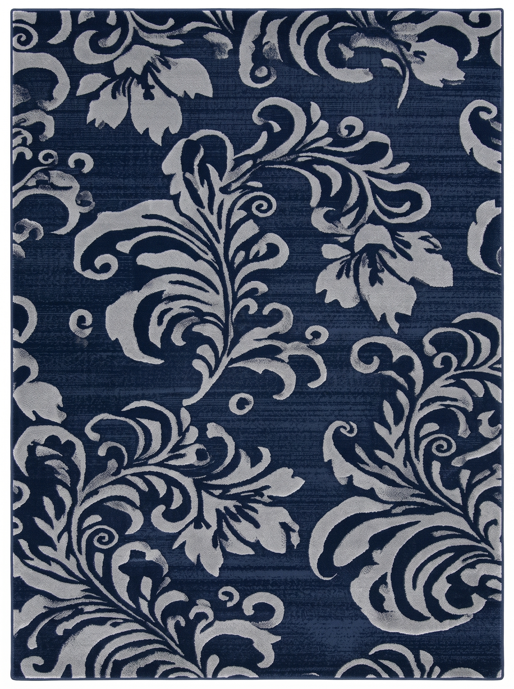 Hand Tufted Floral Area Rug – Blue & Ivory Wool Carpet | Contemporary Living Room Rug - Image 4