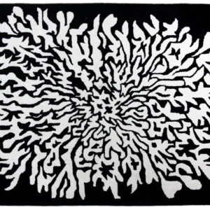 Hand Tufted Wool Area Rug – Black & White Handmade Carpet for Living Room | Design RO-01