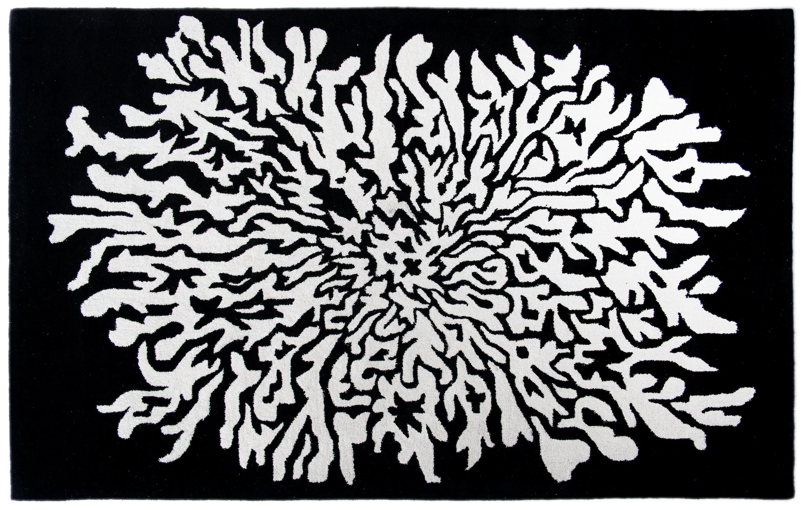 Hand Tufted Wool Area Rug – Black & White Handmade Carpet for Living Room | Design RO-01