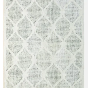 Hand Tufted Soft Beige Lattice Textured Wool Rug – Premium Handmade Area Carpet for Living Room